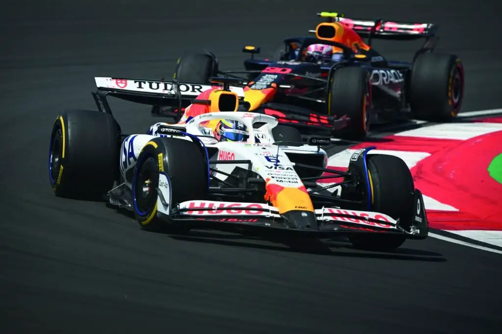 Isack Hadjar in VCARB 02 overtakes Liam Lawson in RB21