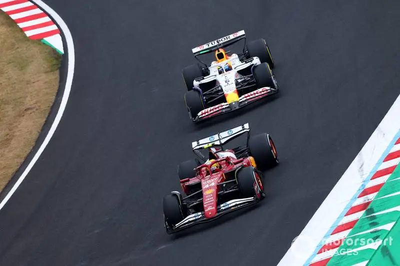 Isack Hadjar with Lewis Hamilton and Ferrari at Racing Bulls Team