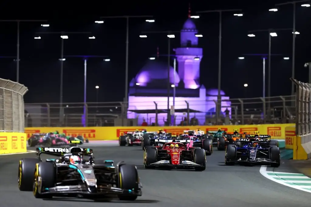 Lewis Hamilton vs. Carlos Sainz (Ferrari), with Andrea Kimi Antonelli (Williams) and Mercedes in the mix