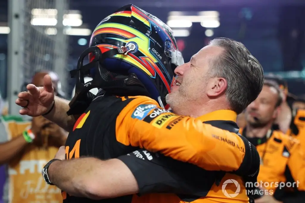 McLaren's Oscar Piastri and Zak Brown Meeting