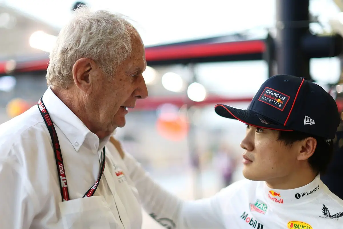 Yuki Tsunoda with Red Bull Racing, alongside Helmut Marko