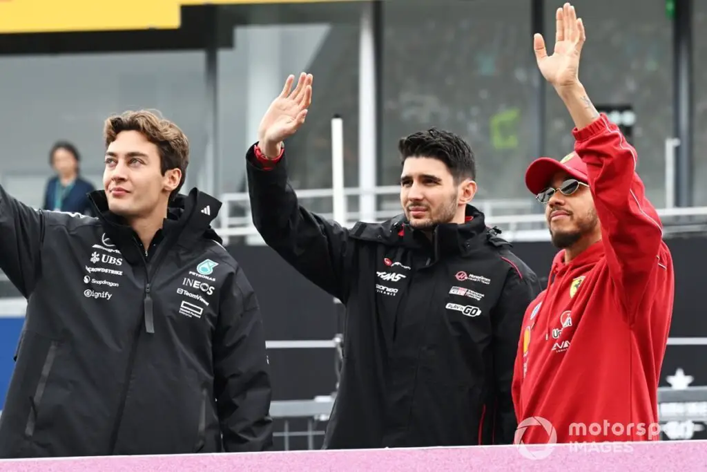 2021 Formula 1: Hamilton (Mercedes), Russell (Mercedes), Ocon (Haas), vs. Ferrari