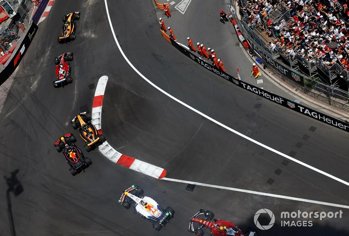 Charles Leclerc (Ferrari), Lando Norris (McLaren), Oscar Piastri (McLaren), Max Verstappen (Red Bull Racing), Isack Hadjar (Racing Bulls Team)