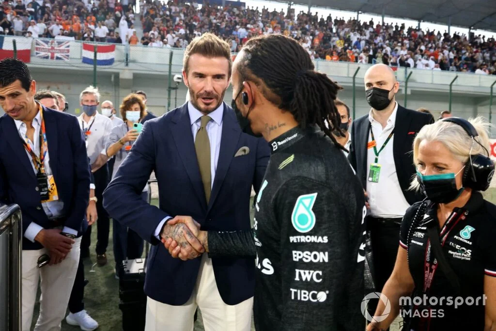 David Beckham, Lewis Hamilton, and Mercedes on the Starting Line