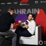 David Croft (Sky F1) Greets Harry Benjamin (FIA Press Conference Host)