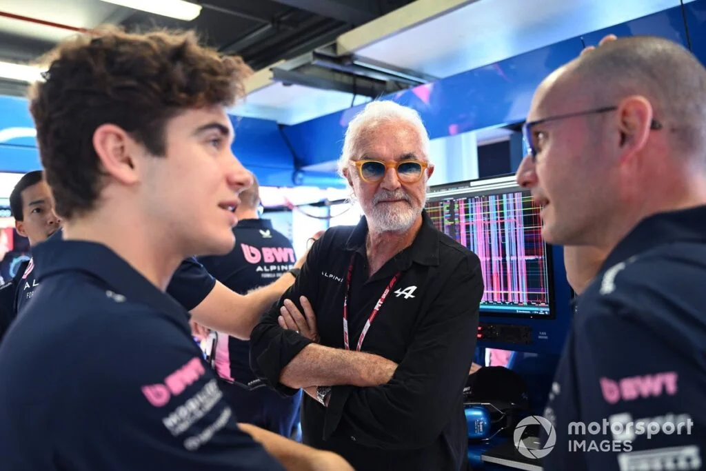 Flavio Briatore, Franco Colapinto, and Alpine Technical Director David Sanchez Together