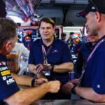 Ford CEO Jim Farley, Mark Rushbrook, and Red Bull Racing Team Principal Christian Horner