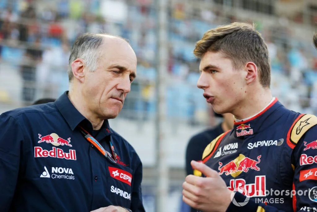 Franz Tost (Team Principal) and Max Verstappen (Toro Rosso Driver)