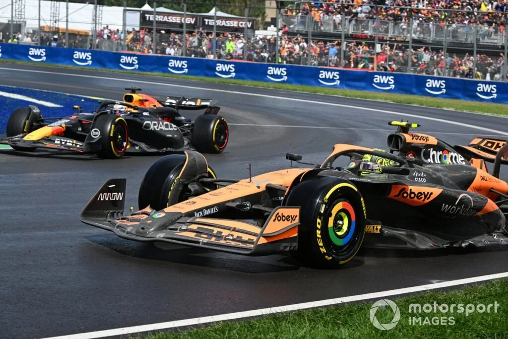 Lando Norris (McLaren MCL38) vs Max Verstappen (Red Bull Racing RB20)