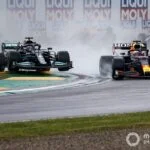 Lewis Hamilton (Mercedes W12) vs Max Verstappen (Red Bull Racing RB16B) at Race Start