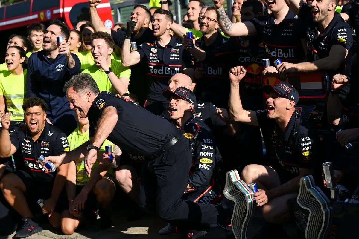 Max Verstappen, Christian Horner (Red Bull Racing) with Red Bull Racing