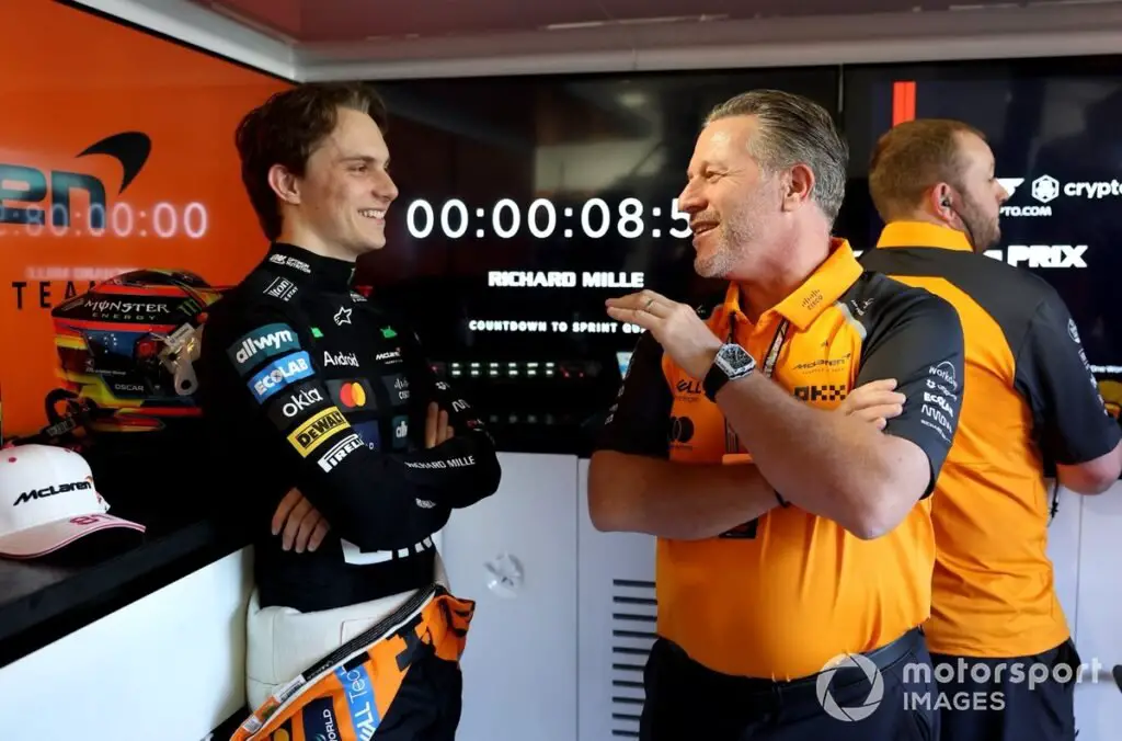 McLaren's Oscar Piastri and Zak Brown Discussion