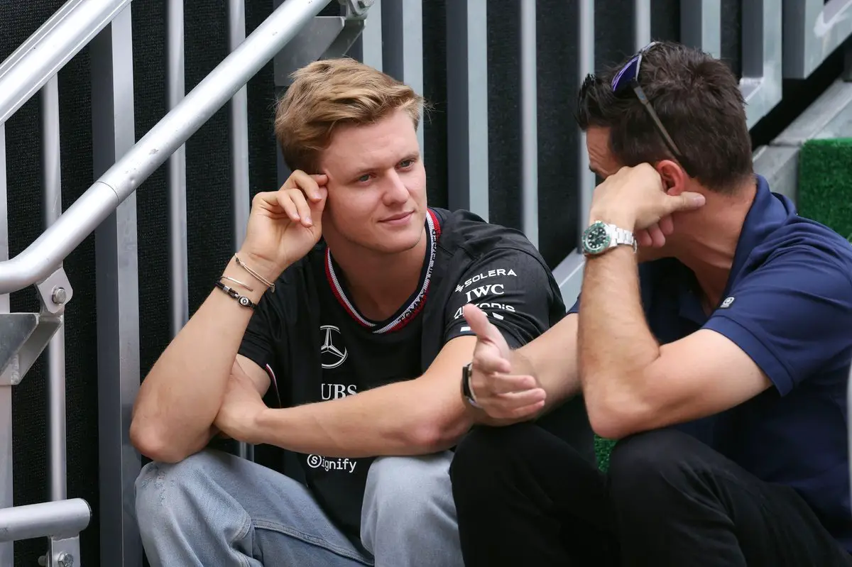 Mick Schumacher with Mercedes, alongside Dirk Mueller