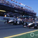 Mika Hakkinen overtakes David Coulthard (both on McLarens)
