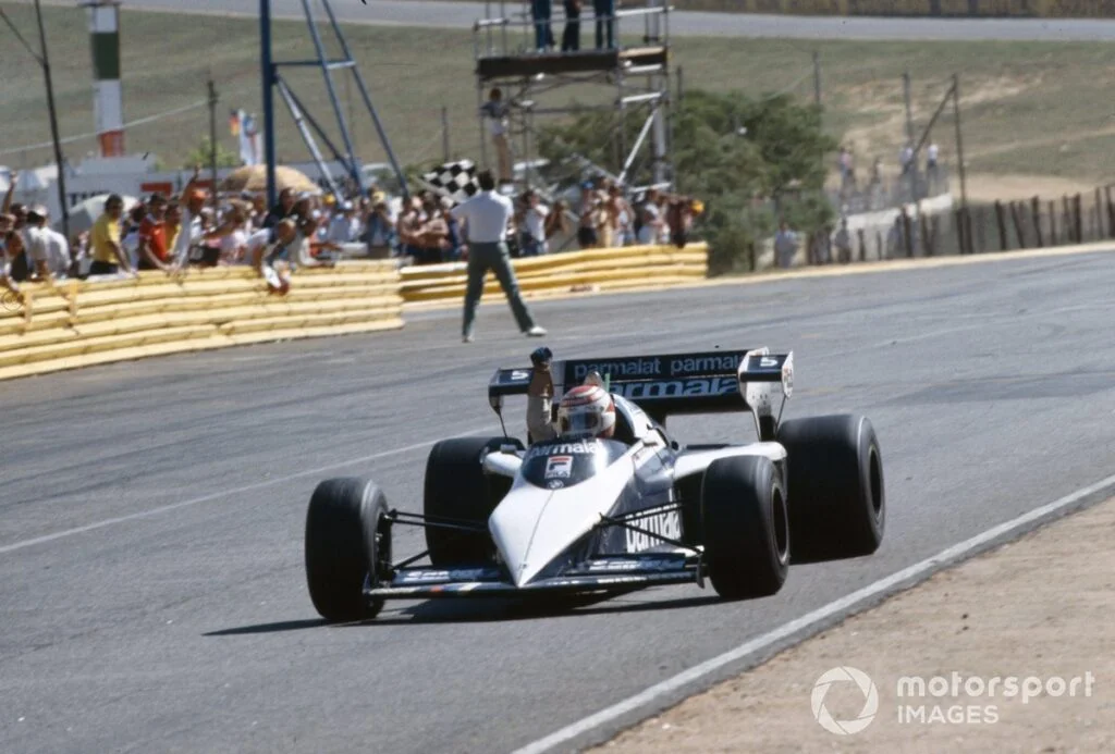 Nelson Piquet Celebrates Win with Brabham BT52B BMW