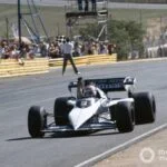 Nelson Piquet Celebrates Win with Brabham BT52B BMW