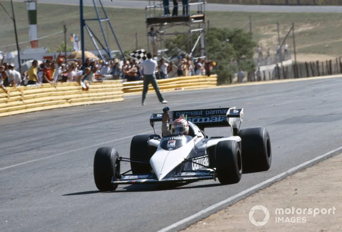 Nelson Piquet Celebrates Win with Brabham BT52B BMW