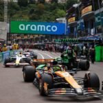 Nico Hulkenberg (Sauber), Lando Norris (McLaren) and Isack Hadjar (Racing Bulls Team)